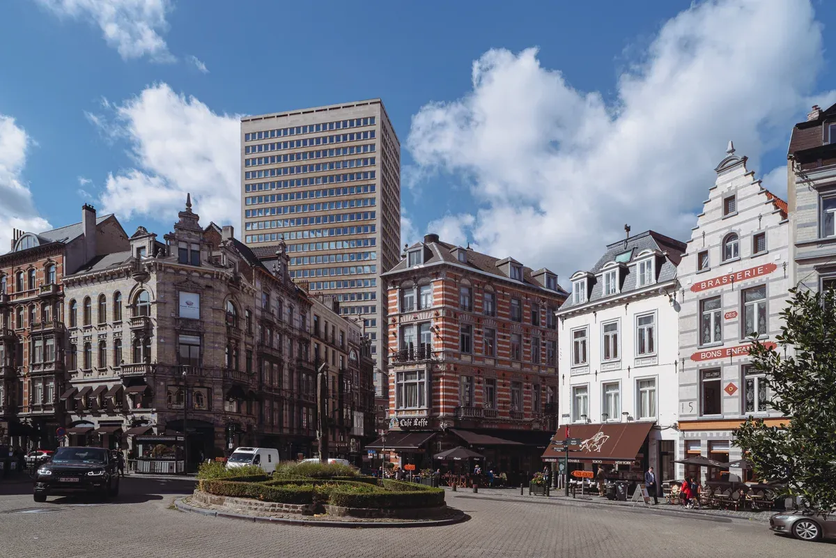 Place du Grand Sablon in Brussels, where Wittamer has stood since 1910, on chocolate tours in Brussels